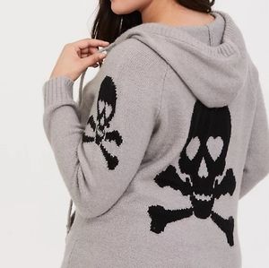 Torrid Grey Skull and Bones Zip Hoodie